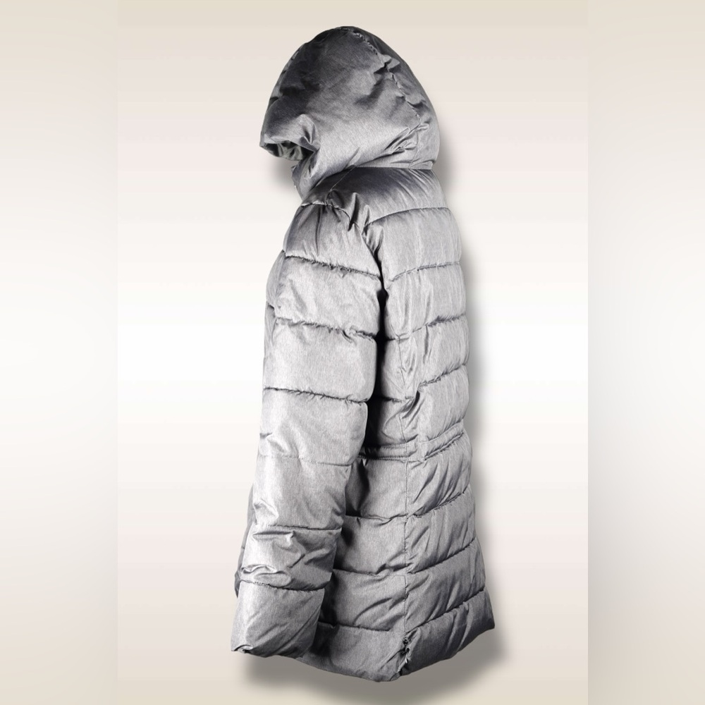 GAP Mid Puffer Jacket Silver Heather Hooded Faux-Fur Lined – Women’s Size XL - Picture 6 of 17